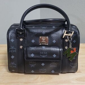 MCM Black and Gray Duffel Boston Bag, NWOT